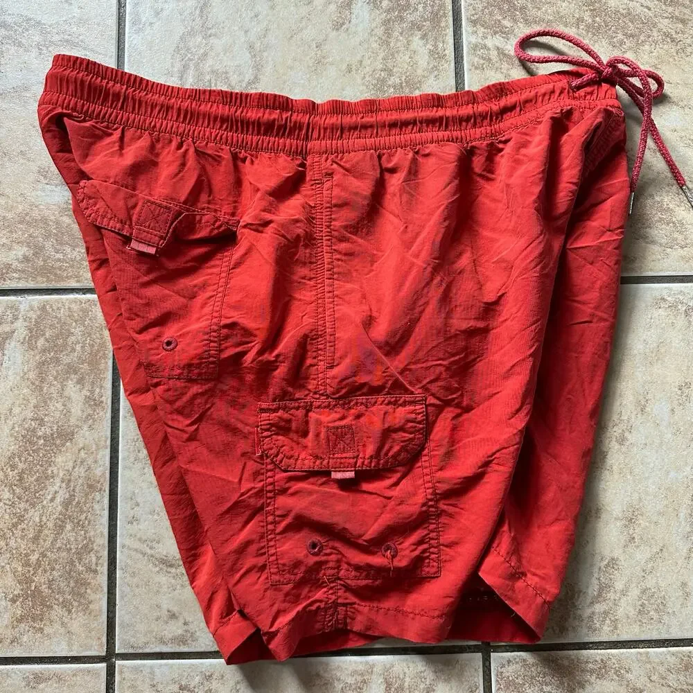 Tommy Bahama Relax Elastic Waist Swim Trunks Men’s Size XL Red Orange‎ Lined